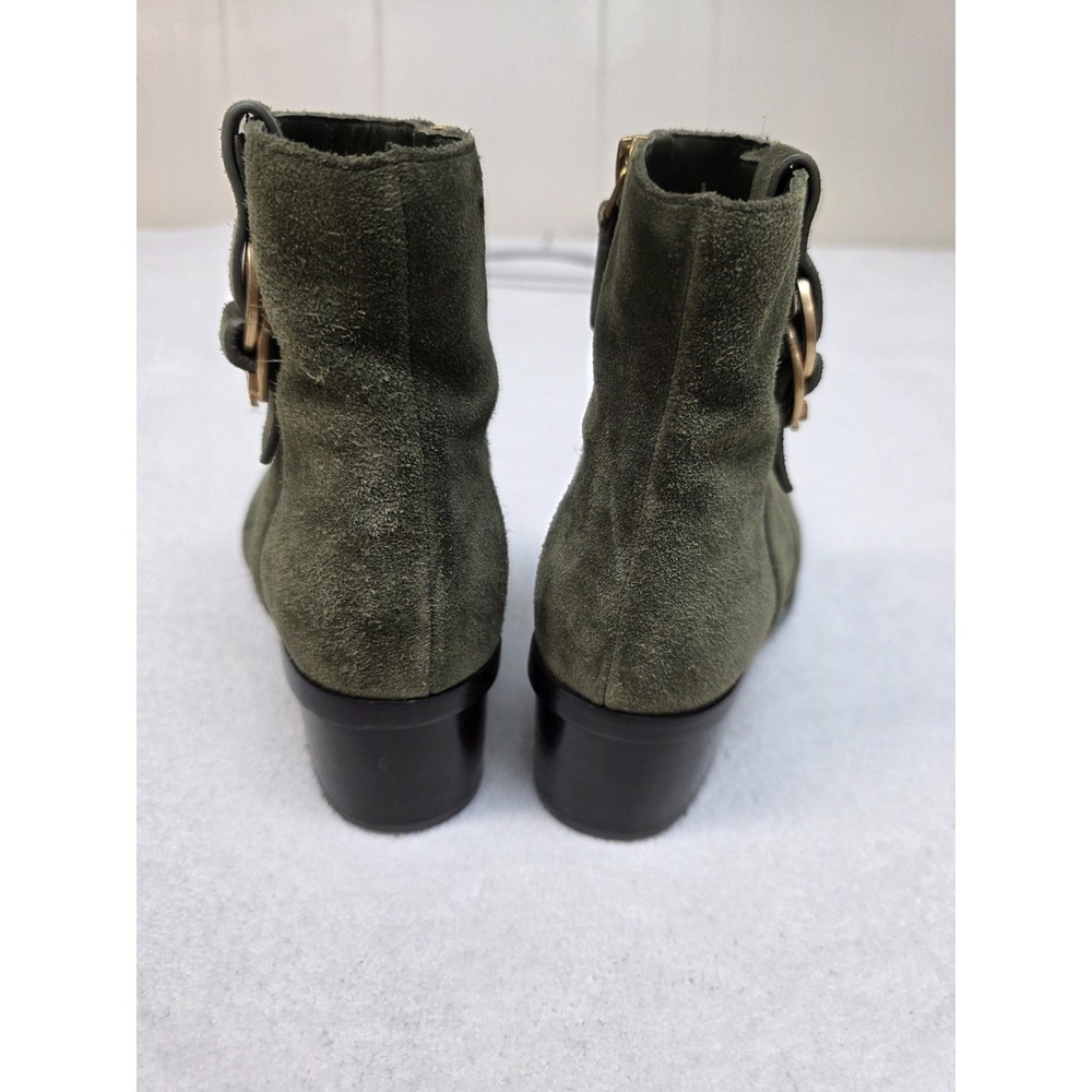 Tory Burch Olive Green Suede Marsden Ankle Boots Size 8M Womens Gold Booties - Picture 5 of 7